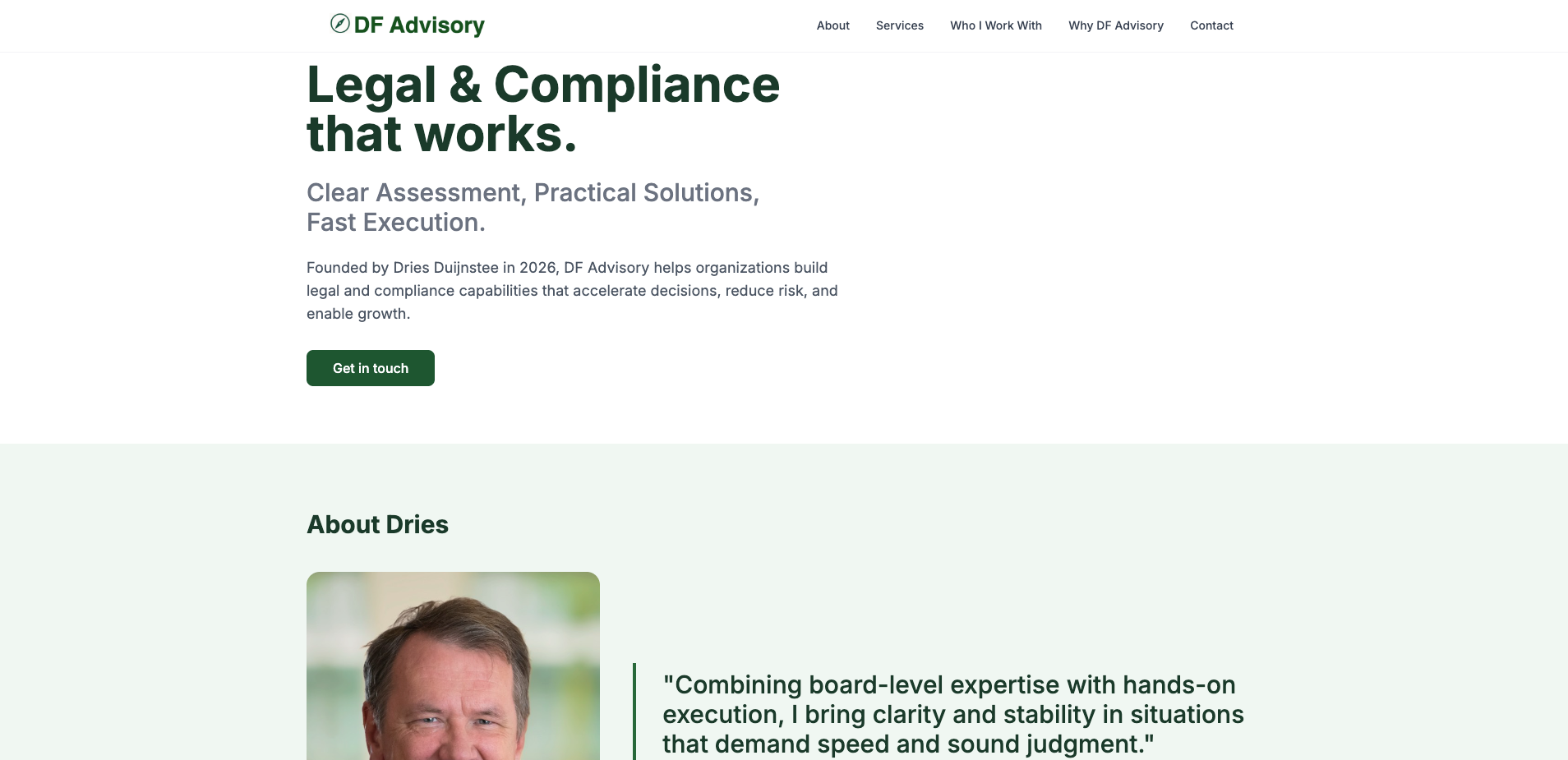 DF Advisory website